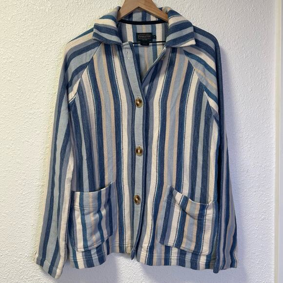 Pendleton striped button up shacket, shirt, jacket, cotton chamois - Picture 4 of 5